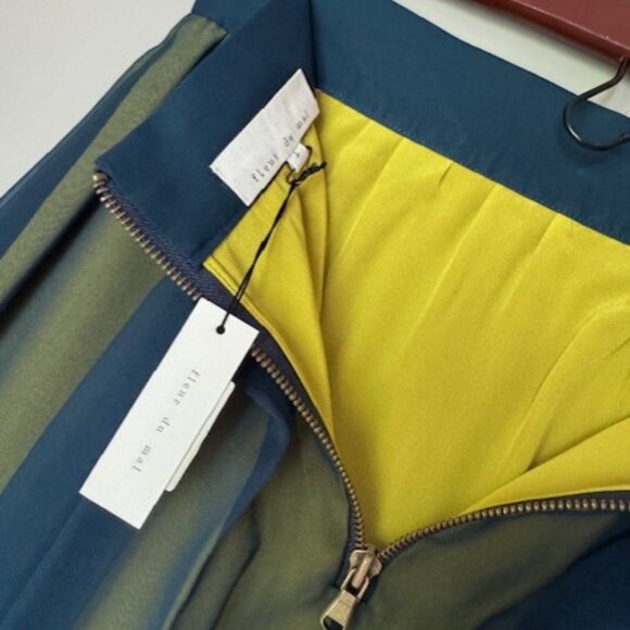 BNWT Fleur Du Mal Blouse + SKirt silk + attached neon lingerie - Picture 2 of 16